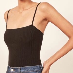 REFORMATION Christy bodysuit black ribbed 0660